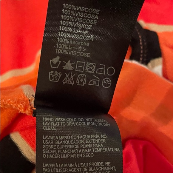 BEBE WOMENS STRIPED COLD SHOULDER TOP SIZE SMALL CORAL BLACK WHITE TEE - Picture 9 of 11